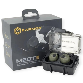 Военные активные наушники беруши EARMOR M20T Pro с Bluetooth - NRR30 на тактическую каску шлем олива