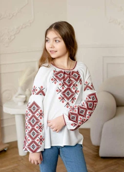 Біла дитяча вишиванка Vyshyvanka 122 Мозаїка, арт.4362