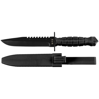 Нож боевой с пластиковой рукояткой в пластиковом чехле Kampfmesser MFH Black