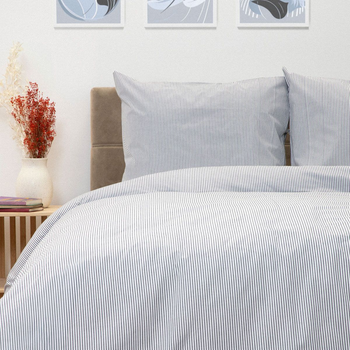 Komplet pościeli Homla Hoya King Size Poszewka na pościel 200 x 220 cm + 2 poszewki na poduszki 50 x 60 cm w niebieskie paski (5904183880662)
