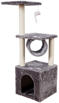 Drapak dla kotów LEAN Toys Domek Tunel Platformy 30 x 30 x 107 cm Szary (5905991033530)