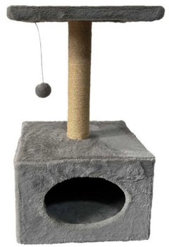 Drapak z legowiskiem dla kotów LEAN Toys Wisząca Myszka 31 x 31 x 56 cm Szary (5905991033554)