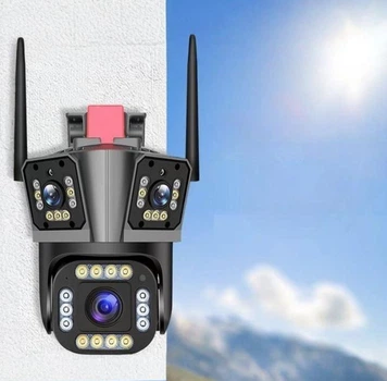 Уличная WiFi IP камера HW-SM1-20S 12Мп с 3 независимыми объективами и PTZ