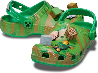 Дитячі крокси-сабо для хлопчика Crocs Unisex-Child Classic Minecraft Clog Clog (27/28, зелений)