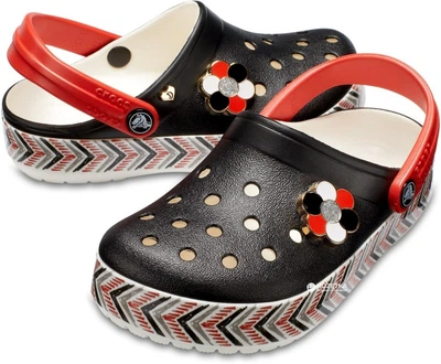 Дитячі кроксі-сабо для дівчинки Crocs Drew X Crocband Chevron Clog Black/White