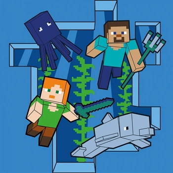 Картина за номерами Santi Minecraft. Стів та Алекс у підводному світі 25х25 см (955475)