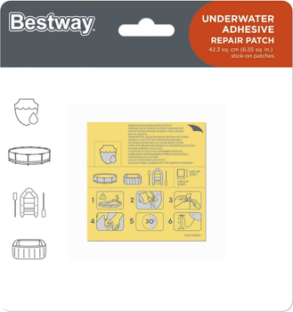  Łaty naprawcze Bestway 62091 wodoodporne 6.5 x 6.5 cm 10 szt. (6941607307564)