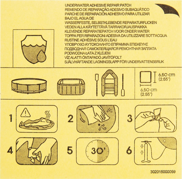  Łaty naprawcze Bestway 62091 wodoodporne 6.5 x 6.5 cm 10 szt. (6941607307564)