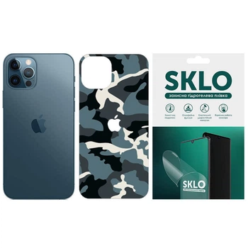 Захисна плівка SKLO Back (тил+лого) Camo для Apple iPhone 13 (6.1") (Блакитний / Army Blue)