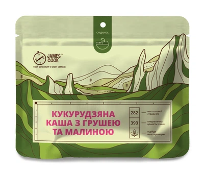 Сушені продукти James Cook Кукурудзяна каша з грушею та малиною