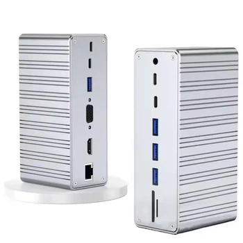 Хаб Док станция Deepfox-2428 13 в 1 USB Type-C концентратор для ноутбука компьютера 13 портов