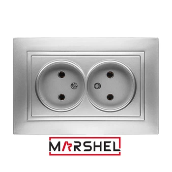 Розетка двухместная MARSHEL ELEGANT RS16-377 Silver