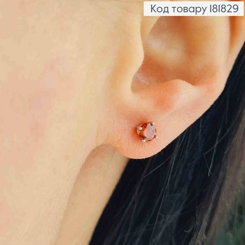 Серьги родованные гвозди с Красным камешком, 0,4см, XUPING