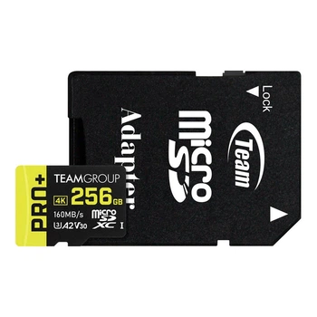 Карта памяти MicroSDXC 256GB UHS-I/U3 Class 10 Team Pro+ R160/W110MB/s + SD-адаптер (TPPMSDX256GIA2V