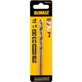 Cвердлo по металу DeWALT EXTREME BLACK & GOLD HSS - G, d=8.0 мм., загальна довжина 117 мм., робоча довжина 75 мм., 1 шт. (DT20526)