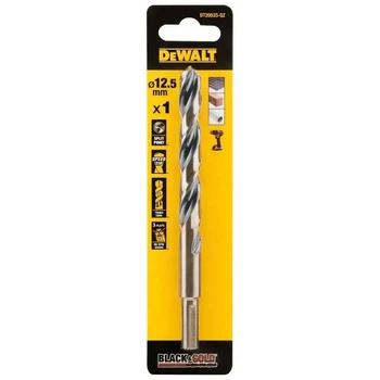 Cвердлo по металу DeWALT BLACK & GOLD HSS - G, d=12,5 мм., загальна довжина 151 мм., робоча довжина 101 мм., 1 шт. (DT20535)