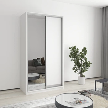 Шкаф-купе двухдверный MebelStar Стандарт AL ДСП/Зеркало 110x60x210 см Аляска белая (MBS-2406)