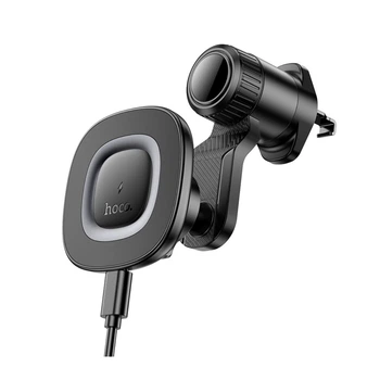Автодержатель Hoco HW30 магнитный с беспроводной зарядкой, 15W, black metal gray
