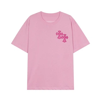 Женская футболка Chrome Hearts T-Shirt White With Pink Logo CH109-WT Размер S Розовый