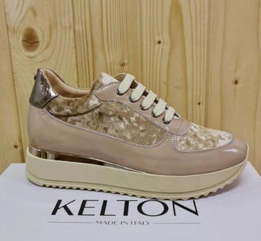 Кроссовки женские Kelton лаковая кожа+велюр коричневые 39р 130608