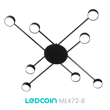 Люстра ML472-8 чорна Ledcoin на 8 ламп GX53 (стельовий світильник під змінні LED лампи) Ø1000х55 мм