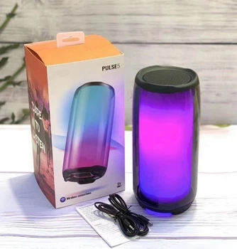 Портативная Bluetooth Колонка T&G PULSE 5 TWS с RGB светомузыкой, MicroSD, USB, FM-Radio Черная (028r)