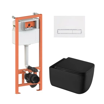 Комплект для ванной комнаты Qtap: подвесной унитаз Gemini Ultra Quiet + комплект инсталляции Nest 4 в 1 (линейная клавиша White