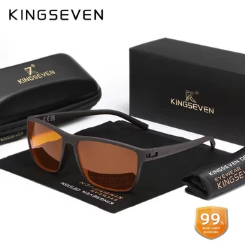 Окуляри комп'ютерні Blue Blocker 99% для чоловіків і жінок KINGSEVEN 755 Brown Amber F15