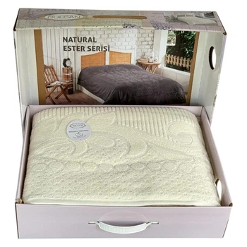Махровая простыня Gulcan Cream хлопок 200-220 см кремовая