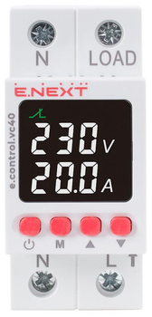 Однофазне реле контролю напруги E.NEXT з індикацією 40А e.control.v17 p0690027