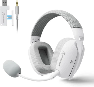 Навушники Attack Shark L80 PRO Білі Бездротова Ігрова гарнтура, Радиоканал/Bluetooth/3.5мм. Знімний Мікрофон, Легкі 200 грам
