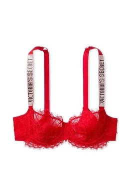 Бюстгальтер червоний Victoria's Secret Embellished Strap Push-up Bra Lipstick 34С