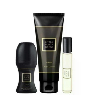 Парфюмерный набор Avon Little Black Dress для Нее 3-в-1: Парфюмированный лосьон для тела Little Black Dress 125 мл + Мини-спрей Little Black Dress 10 мл + Дезодорант-антиперспирант с шариковым аппликатором Little Black Dress 50 мл