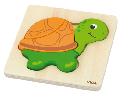 Drewniany mini puzzle Viga na podkładce Żółwik 59933 (6934510599331)
