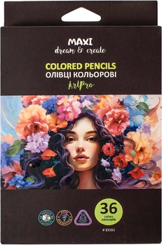 Олівці кольорові професійні Maxi Art Pro трикутні 36 кольорів (MX15161)