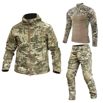 Тактичний костюм Caiman 3в1 Куртка SoftShell + Убакс G4 та Штани G2 мультикам розмір XL