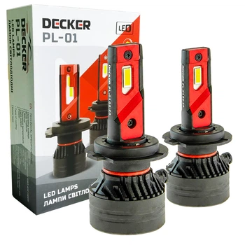 Лампа світлодіодна для фар DECKER LED PL-01 H7 5000K 10000LM 2 шт комплект