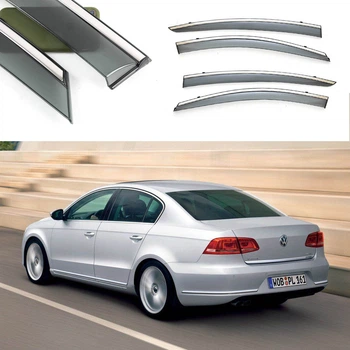 Дефлектори вікон Volkswagen PASSAT B6/B7 (Європа) Седан 2011-(Молдин з нержавіючої сталі)