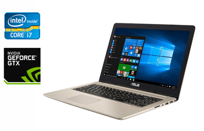 Игровой ноутбук Б-класс Asus VivoBook X580VD / 15.6" (1920x1080) TN / Intel Core i7-7700HQ (4 (8) ядра по 2.8 - 3.8 GHz) / 16 GB DDR4 / 128 GB SSD + 1000 GB HDD / nVidia GeForce GTX 1050, 4 GB GDDR5, 128-bit / WebCam / HDMI б/у