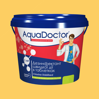Хімія для басейну в таблетках AquaDoctor C-60T, 0.9 кг. Шоковий (шок) міні хлор для басейну швидкої дії