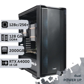 Двухпроцессорная рабочая станция PowerUp #389 AMD EPYC 7763 x2 / 256 GB / SSD 2TB / NVIDIA Quadro RTX A4000 16GB специализированная многопроцессорная вычислительная для разработки