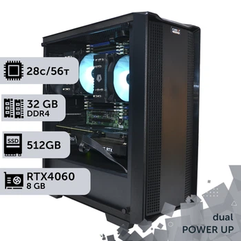 Двухпроцессорная рабочая станция PowerUp #361 Xeon E5 2680 v4 x2 / 32 GB / SSD 512GB / GeForce RTX 4060 8GB специализированная многопроцессорная вычислительная для разработки