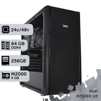 Двухпроцессорная рабочая станция PowerUp #139 Xeon E5 2690 v3 x2 / 64 GB / HDD 1 TB / SSD 256GB / NVIDIA Quadro M2000 4GB специализированная многопроцессорная вычислительная для разработки