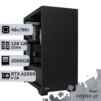 Двухпроцессорная рабочая станция PowerUp #392 AMD EPYC 7413 x2 / 128 GB / SSD 2TB / NVIDIA Quadro RTX A2000 6GB специализированная многопроцессорная вычислительная для разработки