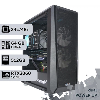 Двухпроцессорная рабочая станция PowerUp #304 Xeon E5 2690 v3 x2 / 64 GB / HDD 1 TB / SSD 512GB / GeForce RTX 3060 12GB специализированная многопроцессорная вычислительная для разработки