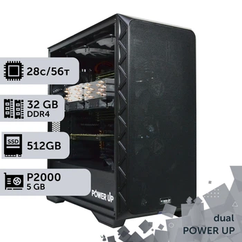 Двухпроцессорная рабочая станция PowerUp #439 Xeon E5 2680 v4 x2 / 32 GB / SSD 512GB / NVIDIA Quadro P2000 5GB специализированная многопроцессорная вычислительная для разработки