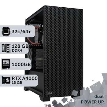 Двопроцесорна робоча станція PowerUp #396 AMD EPYC 7F52 x2 / 128 GB / SSD 1TB / NVIDIA Quadro RTX A4000 16GB спеціалізована багатопроцесорна обчислювальна для розробки