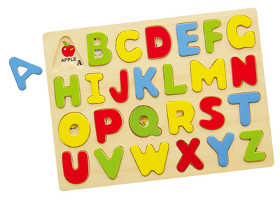 Zestaw drewnianych puzzli Viga na podkładce Angielski alfabet - duże litery 58543 (6934510585433)