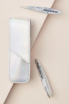 Набір міні-пінцетів Tweezerman HOLLYGRAPHIC Metallic Collection 2 шт і чохол