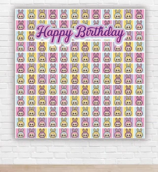 Бумажный плакат "Labubu. Лабубу. Happy Birthday" 150х150 см